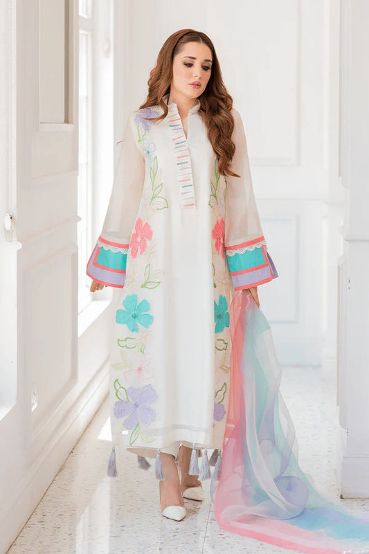 Summer Unstitched 3PCs Embroidered Lawn Dress With Diamond Monar Dyed Dupatta VL828