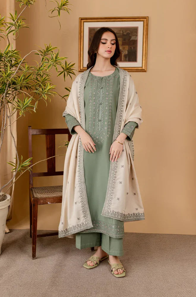Sapphire - Winter 3PC Dhanak Embroidered Suit - VL1111