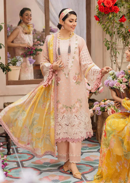 MUSHQ 3PC EMBROIDERED LAWN SUIT WITH PRINTED SILK DUPATTA. VL079