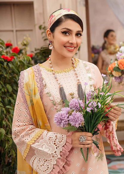 MUSHQ 3PC EMBROIDERED LAWN SUIT WITH PRINTED SILK DUPATTA. VL079