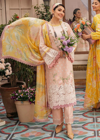 MUSHQ 3PC EMBROIDERED LAWN SUIT WITH PRINTED SILK DUPATTA. VL079