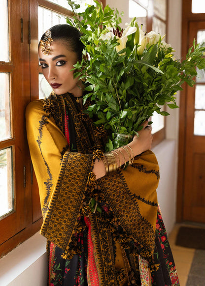 Hussain Rehar -3PC DHANAK EMBROIDERED SHIRT WITH COURTRAI WOOL PRINT SHAWL - Vl1274