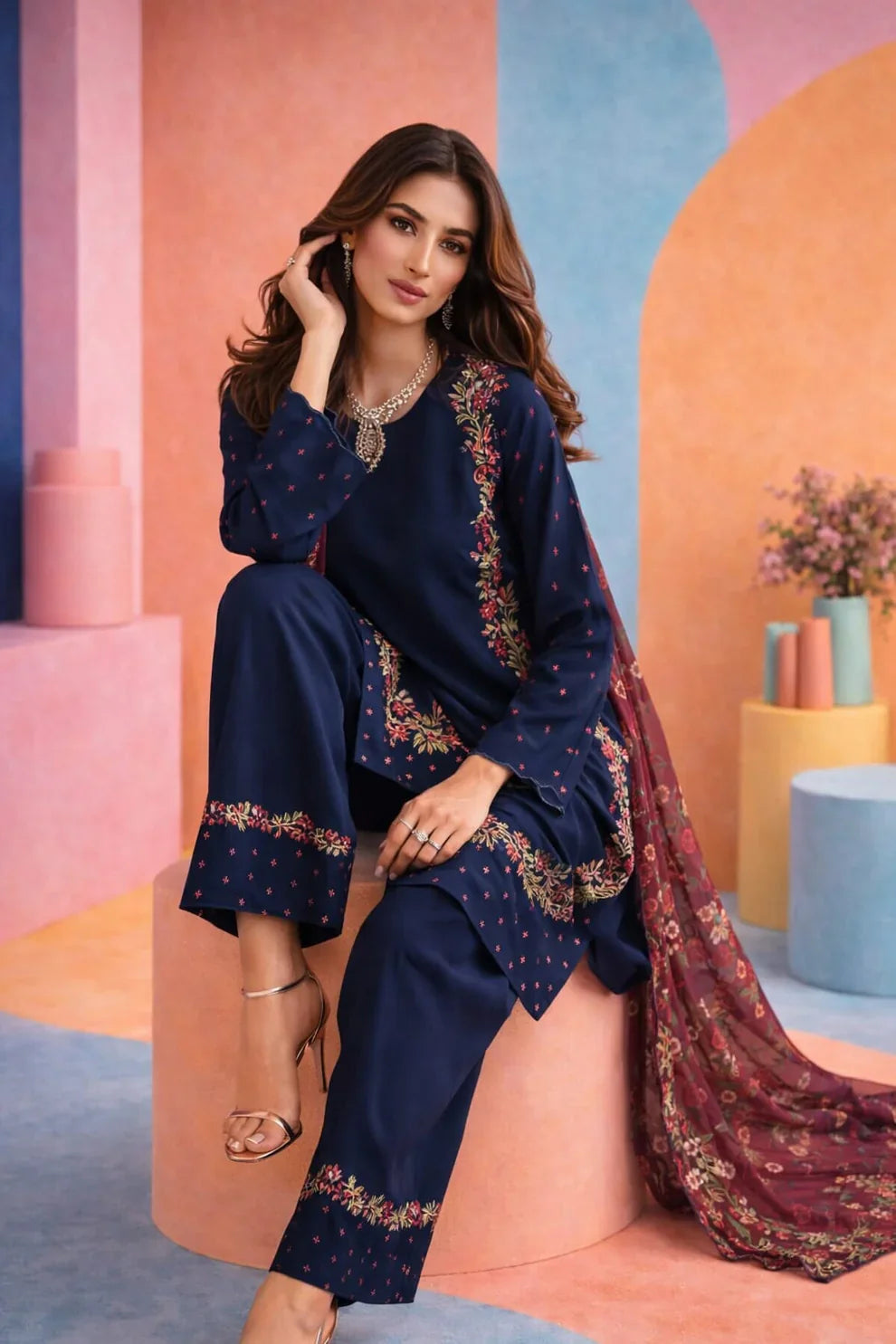 Sapphire - Summer 3PCs Embroidered Lawn Dress With Manaar Dupatta - VL1305