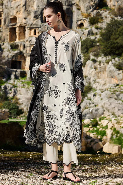 IMAGE - 3PC LAWN EMBROIDERED SHIRT WITH CHIFFON EMBROIDERED DUPATTA AND TROUSER - HML2167