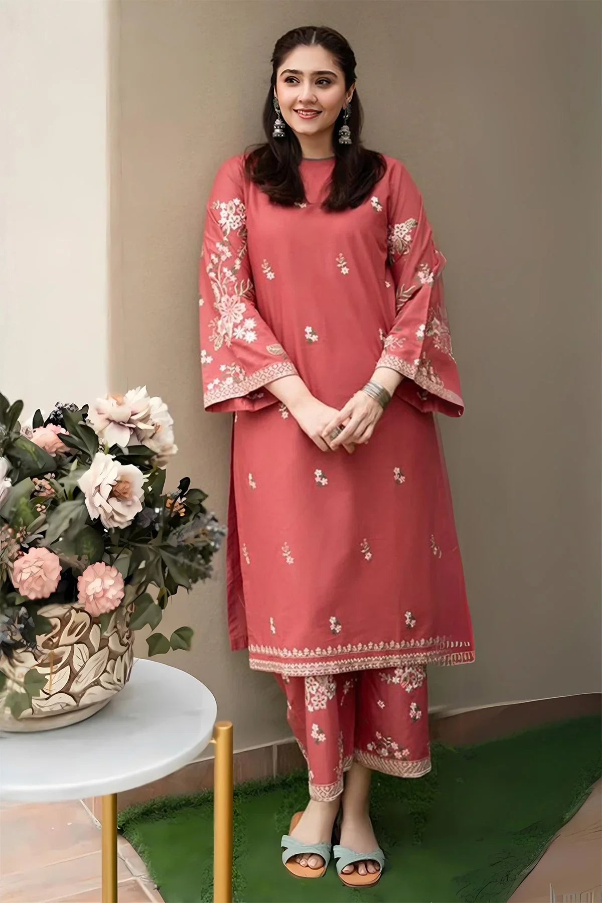 Zara shahjahan 2Pc Embroidered Lawn Suite With Fully Embroidered trouser VL923