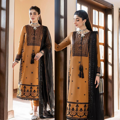 VL607 Asim Jofa, unstitched 3 piece embroidered summer suit