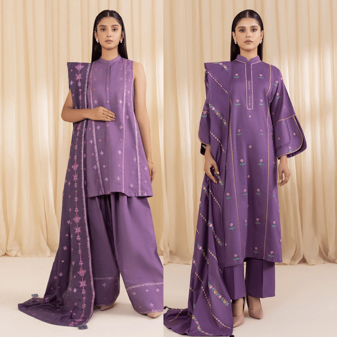 Sapphire - Winter 3PC Dhanak Embroidered Suit - VL1246