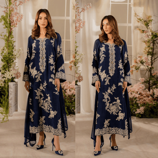 Summer Unstitched 3PCs Embroidered Lawn Dress With Manaar Dupatta - VL1306