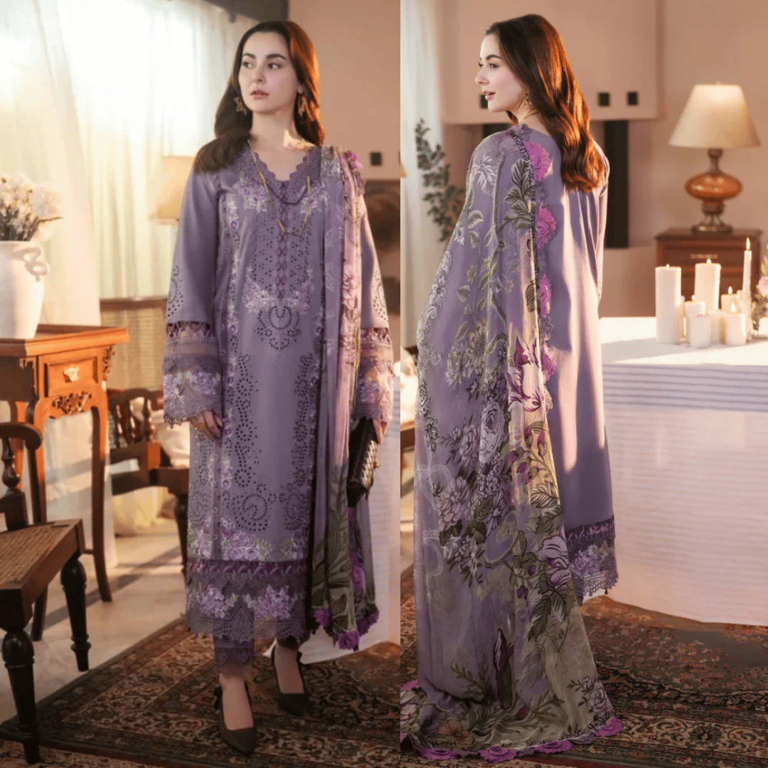 Jade - 3PC Dhanak Chickenkari Embroidered Suit - VL933