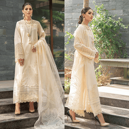 Chikenkari Qalamkar Embroidered Lawn Three Piece - VL1020