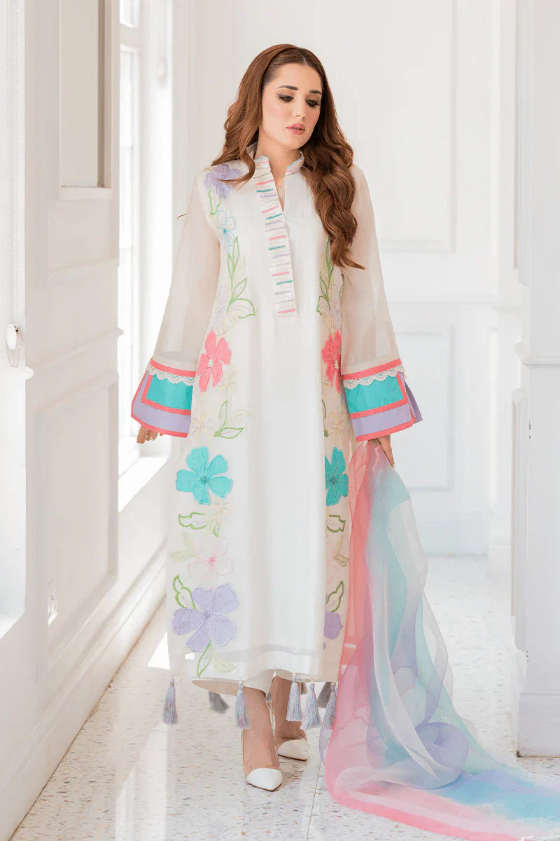 Summer Unstitched 3PCs Embroidered Lawn Dress With Diamond Monar Dyed Dupatta VL828