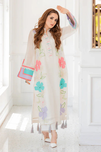 Summer Unstitched 3PCs Embroidered Lawn Dress With Diamond Monar Dyed Dupatta VL828