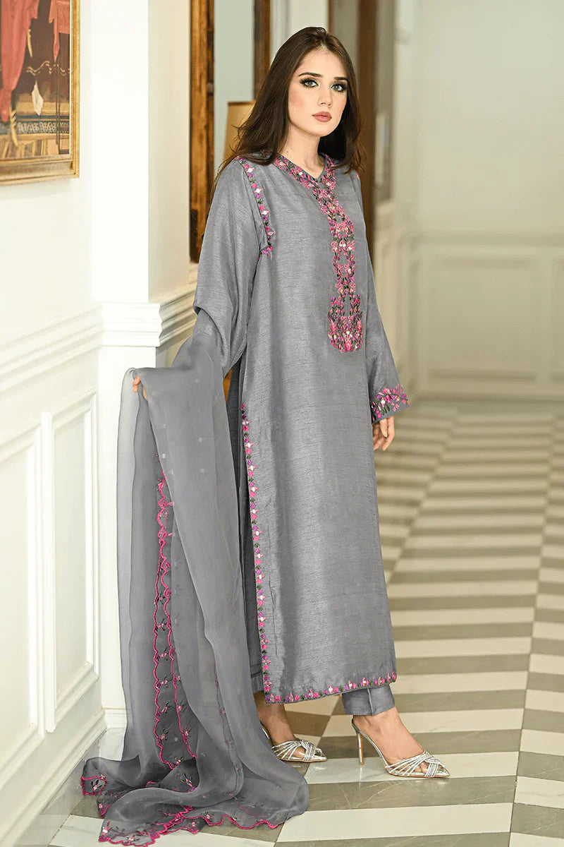 Summer Unstitched 3PCs Embroidered Lawn Dress With Monar Embroidered Dupatta VL827