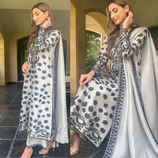 3pcs Shirt embroidered Sleeve embroidered Monar embroidered Dupatta VL861